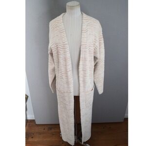 Love Token Zebra Print Fuzzy Long Duster Cardigan Medium Sweater Women